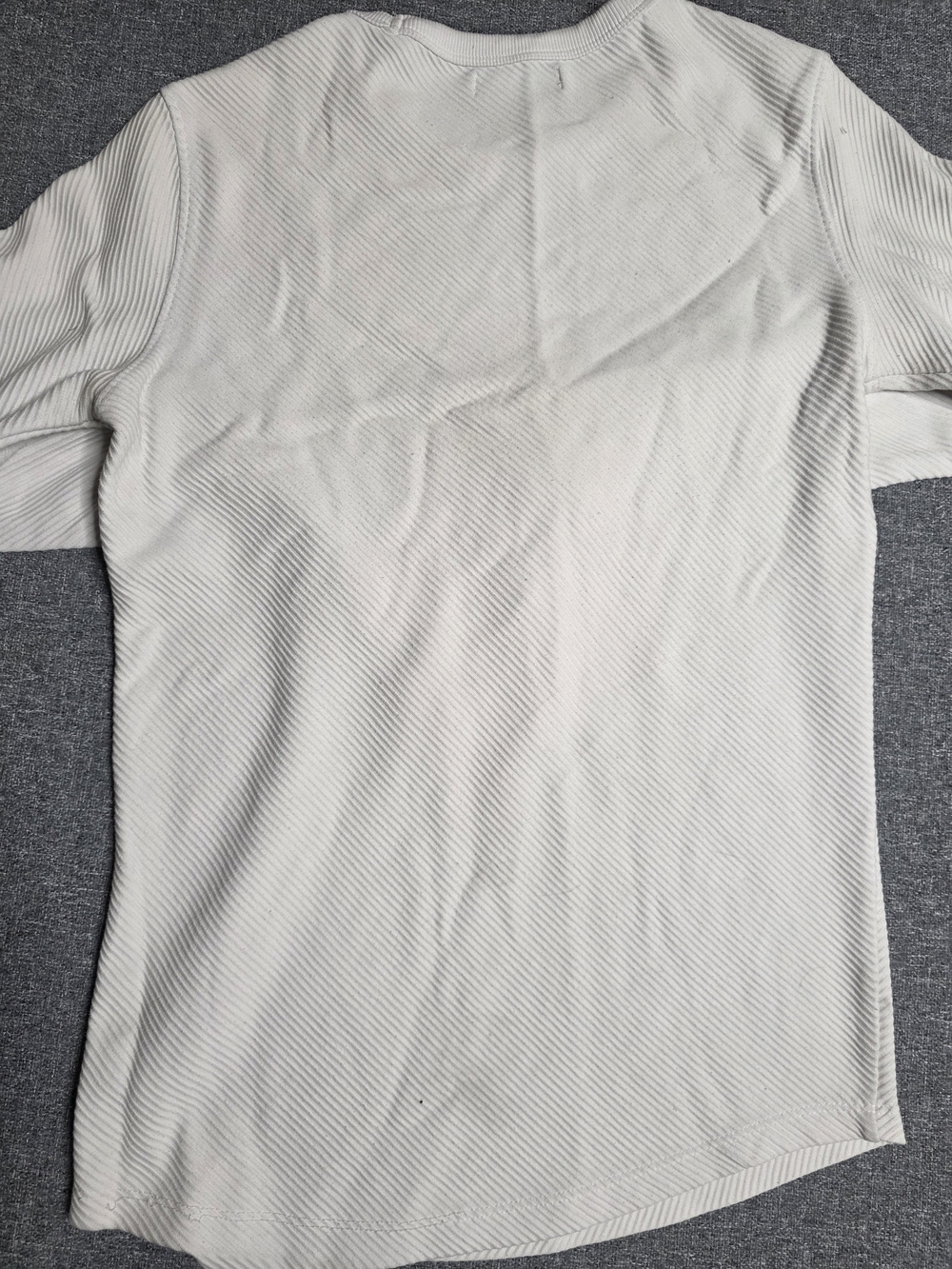 Bershka Off-White Ribbed Long Sleeve Crewneck - Picture 5 of 5